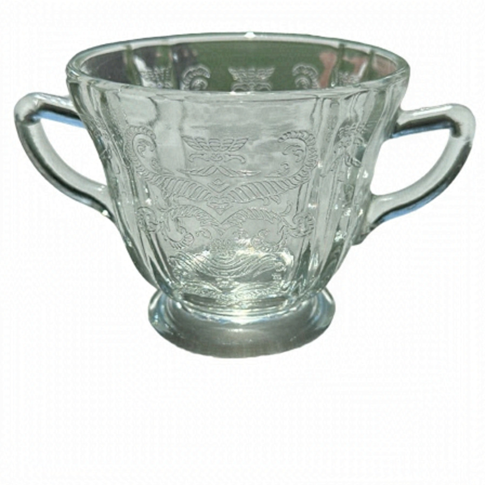 Vintage Federal Glass Madrid Clear Depression Glass
Open Sugar Bowl Footed 1930s